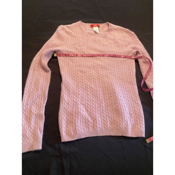 Anne Klein Sport 100% Cashmere Cable Knit Sweater Size S Pink Quiet Luxury Soft - Picture 4 of 6